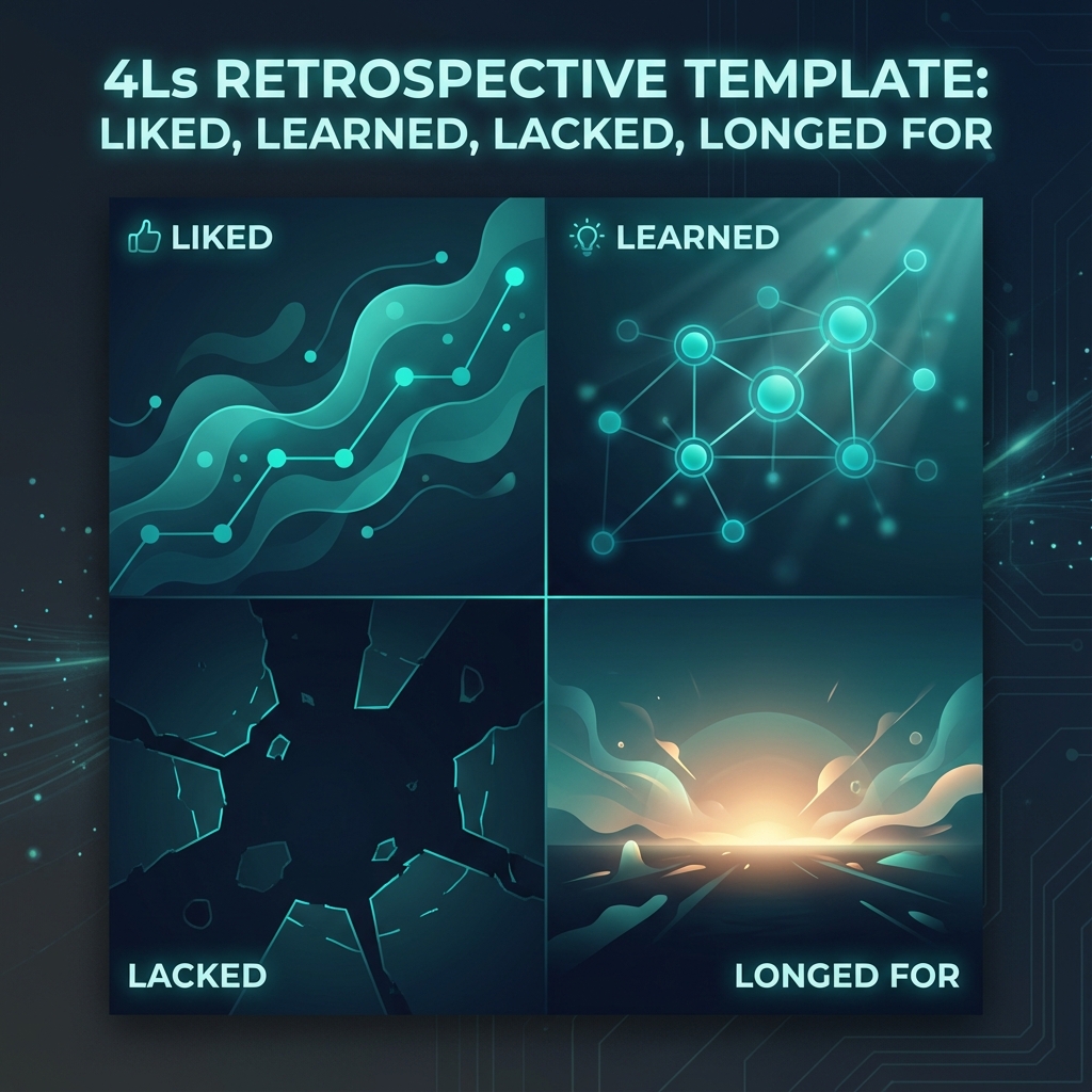 4Ls retrospective board with sticky notes