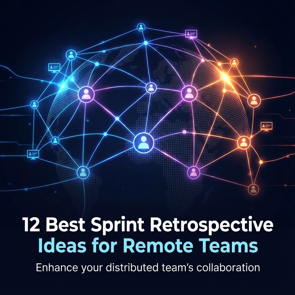 Remote team using various retrospective templates on a digital whiteboard