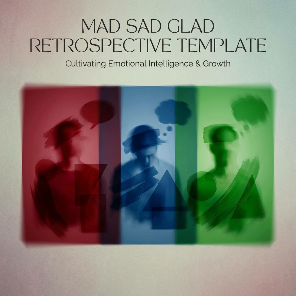 Mad Sad Glad retrospective board with emojis