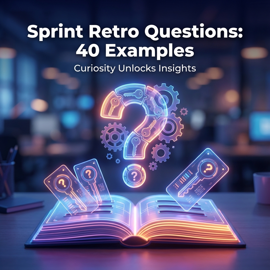 Team discussing retrospective questions on a digital board